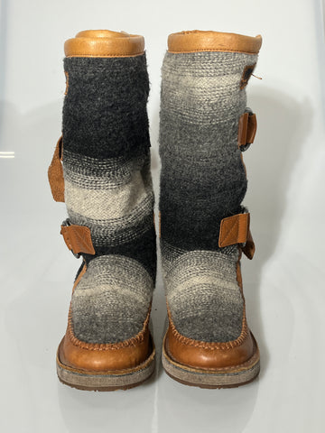 Sorel Leather Strap Wool Boots